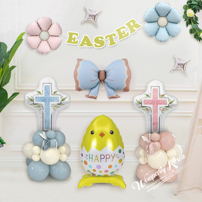 부활절 십자가 기둥 이스터 가랜드 세트(해피병아리)