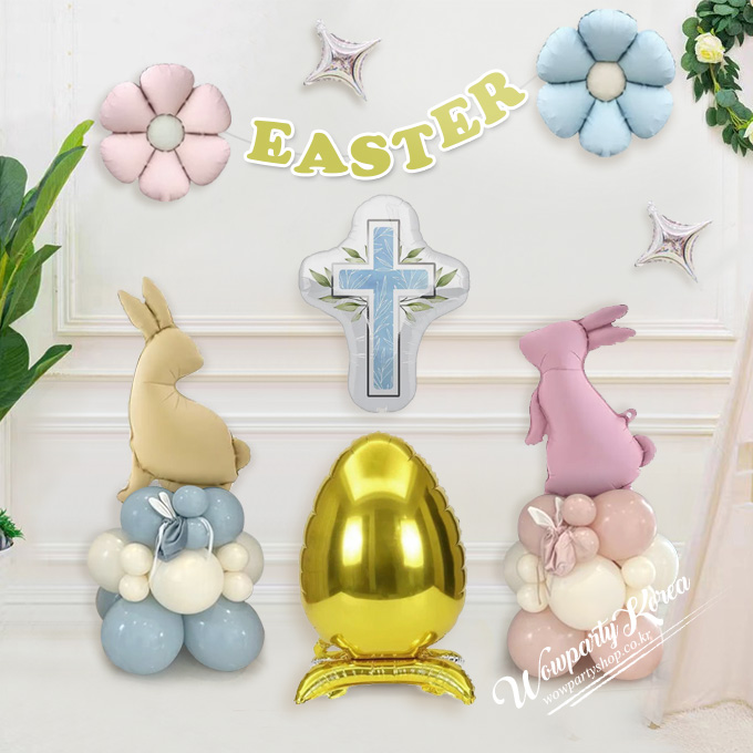 부활절 토끼 기둥 이스터 가랜드 세트(골드)