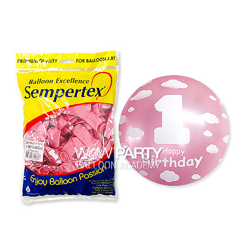 셈퍼텍스 30센치 1stBirthday(펄핑크화이트) 100개