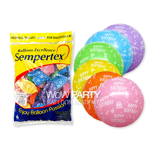 셈퍼텍스30센티 HappyBirthday(파스텔혼합) 100개