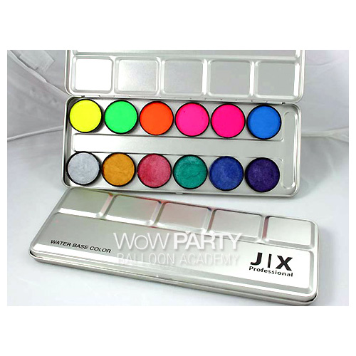 JX 워터베이스칼라 형광,펄 12색5g (페이스페인팅 수성물감)