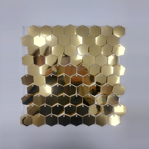 육각 스팽글 백드롭 패널(연금색)1개