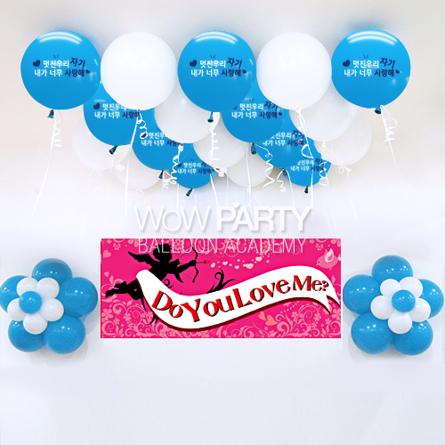 멋진우리자기사랑해(라이트블루)DIY세트 No.09(멋진우리자기사랑해(라이트블루)인쇄/두유러브미(큐피트)현수막)풍선30개