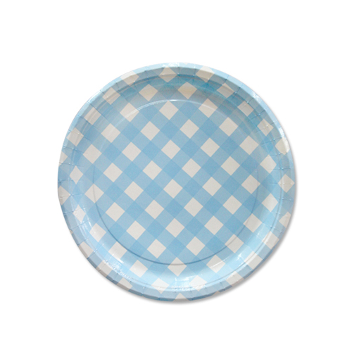 라이트블루체크접시 7인치