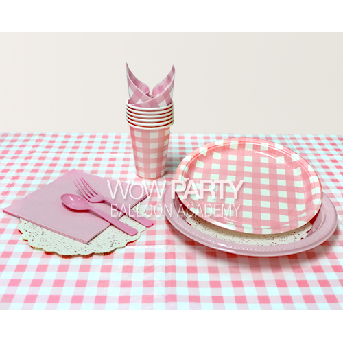 핑크체크테이블보