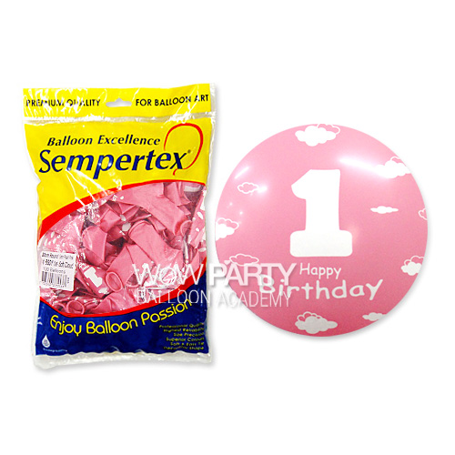 셈퍼텍스 30센치 1stBirthday(핑크) 100개