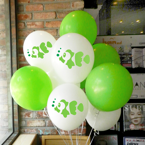 귀여운피시01_헬륨세트 (라임그린인쇄)15개/베이스15개)/ 헬륨풍선 30개 (라임그린인쇄) 20개/베이스30개) 50개