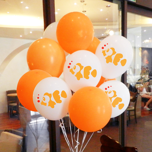귀여운피시01_헬륨세트 (오렌지인쇄)15개/베이스15개)/ 헬륨풍선 30개 (오렌지인쇄) 20개/베이스30개) 50개
