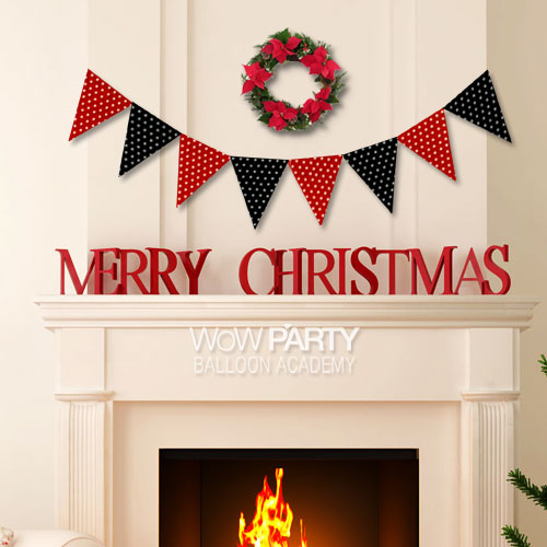 크리스마스 펠트가랜드 (레드블랙도트혼합)