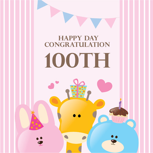 동물친구들 100th 현수막 (핑크)