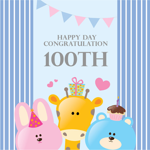동물친구들 100th 현수막 (블루)