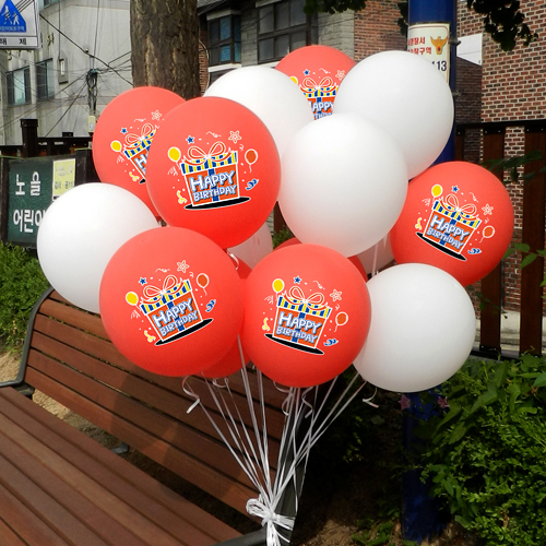 컬러풀 해피버스데이 선물상자 레드 (인쇄15개/베이스15개) 헬륨세트30개 (인쇄25개/베이스25개) 50개