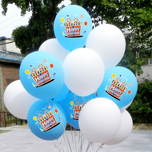 컬러풀 해피버스데이 선물상자 라이트블루 (인쇄15개/베이스15개) 헬륨세트30개 (인쇄25개/베이스25개) 50개