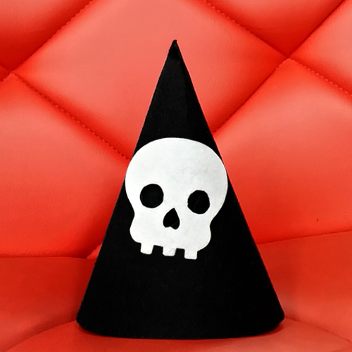 할로윈 화이트해골(블랙) 펠트고깔