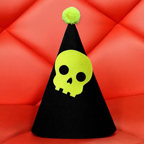 할로윈 형광해골(블랙) 펠트고깔