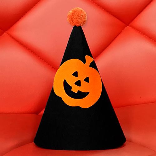 할로윈 오렌지호박(블랙) 펠트고깔