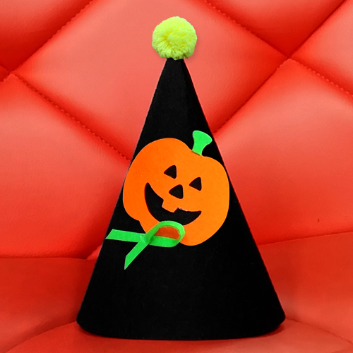 할로윈 오렌지호박리본(블랙) 펠트고깔