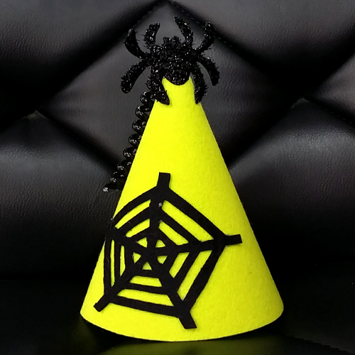 할로윈 블랙거미줄(형광) 펠트고깔
