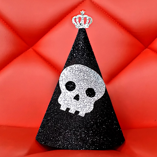 할로윈 블랙글리터해골 펠트고깔