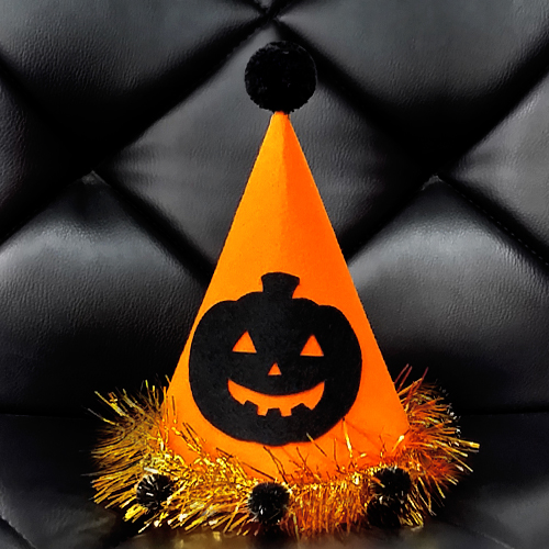 할로윈 솜방울 블랙호박(오렌지) 펠트고깔