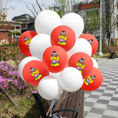 컬러풀 해피버스데이 죠이베어 레드 (인쇄15개/베이스15개) 헬륨세트30개 (인쇄25개/베이스25개) 50개 택배발송