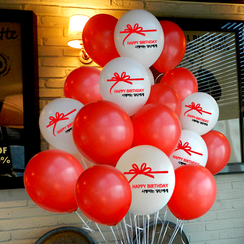 happy birthday_레드리본 (인쇄15개/베이스15개) 헬륨세트30개 (인쇄25개/베이스25개) 50개 택배발송
