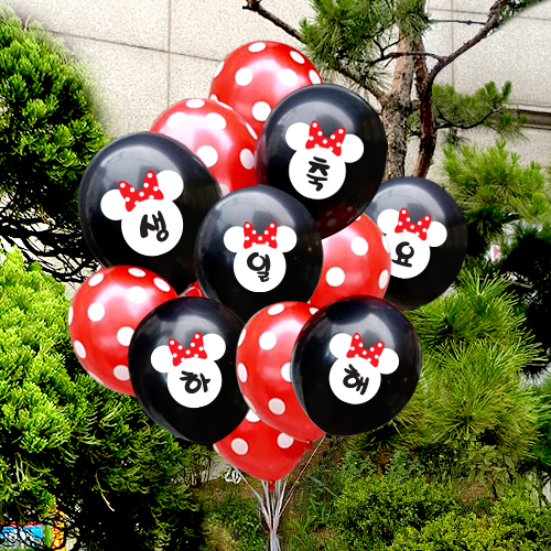 (신상대박폭주)생일축하해요 미니마우스(인쇄6개/베이스24개) 헬륨세트30개