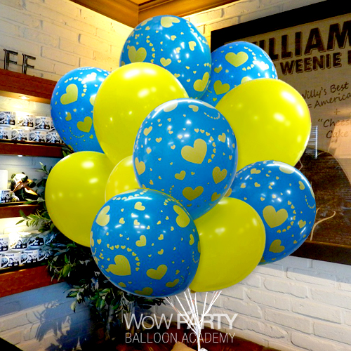 (신상)에치드하트 블루(옐로우잉크) (인쇄15개/베이스15개)헬륨세트30개 (인쇄25개/베이스25개) 50개 택배발송