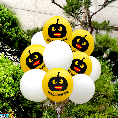 할로윈 호박 혼날래 (옐로우) 헬륨풍선 30개(인쇄15개/베이스15개)/50개(인쇄25개/베이스25개) 택배발송