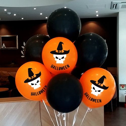 해골모자(오렌지) 헬륨풍선 30개(인쇄15개/베이스15개)/50개(인쇄25개/베이스25개)