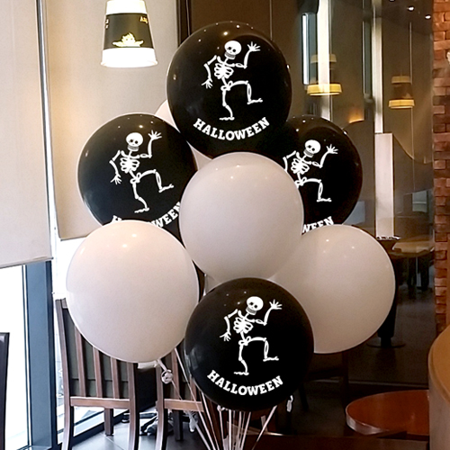 춤추는해골(블랙) 헬륨풍선 30개(인쇄15개/베이스15개)/50개(인쇄25개/베이스25개) 택배발송
