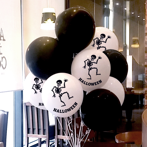 춤추는해골(화이트) 헬륨풍선 30개(인쇄15개/베이스15개)/50개(인쇄25개/베이스25개) 택배발송