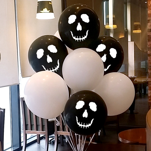 해골얼굴(블랙) 헬륨풍선 30개(인쇄15개/베이스15개)/50개(인쇄25개/베이스25개) 택배발송