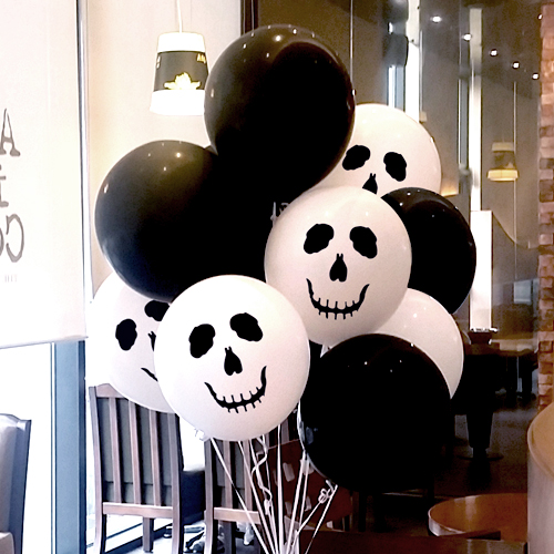 해골얼굴(화이트) 헬륨풍선 30개(인쇄15개/베이스15개)/50개(인쇄25개/베이스25개)