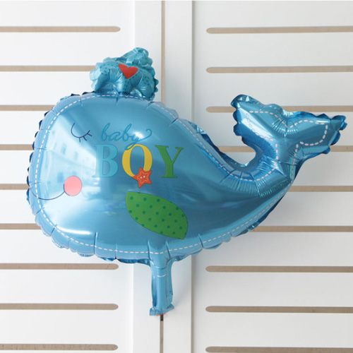 (소형) 배불뚝 돌고래하트 (블루) 호일 풍선-자동실링