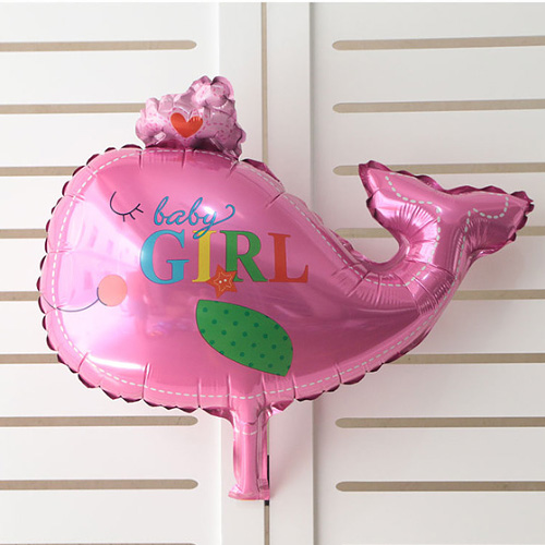 (소형) 배불뚝 돌고래하트 (핑크) 호일 풍선-자동실링