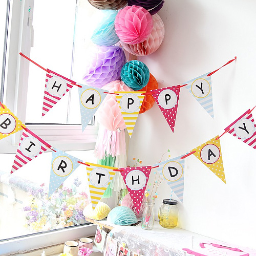 해피벌스데이 파티 칼러풀 가랜드