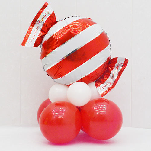 사탕 줄무늬 은박풍선 기둥(레드)