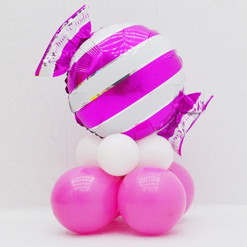 사탕 줄무늬 은박풍선 기둥(핑크)