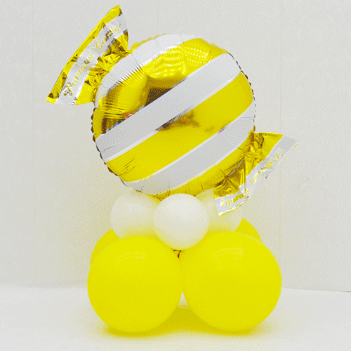 사탕 줄무늬 은박풍선 기둥(골드)