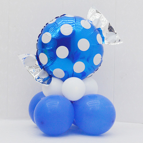 사탕 땡땡이 은박풍선 기둥(블루)