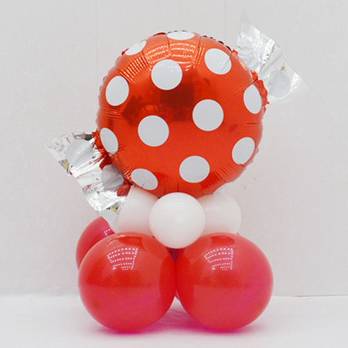 사탕 땡땡이 은박풍선 기둥(레드)