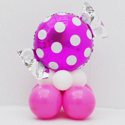 사탕 땡땡이 은박풍선 기둥(핑크)
