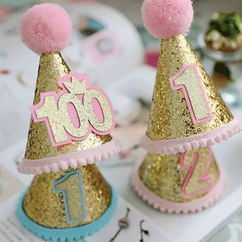 100 크라운 고깔 핑크