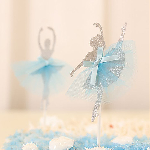 럭셔리 발레리나 생일케이크 번팅(글리터블루)2개