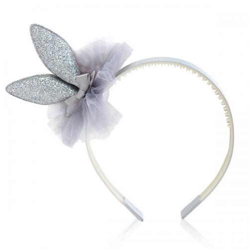 토끼 망사 포인트 머리띠(실버)