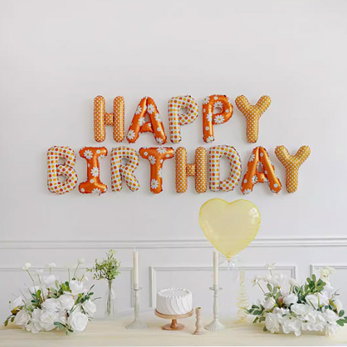 HAPPY BIRTHDAY 오렌지 데이지 알파벳 생일은박세트