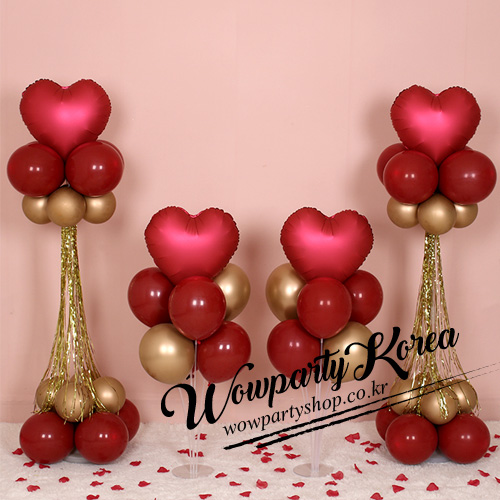 새틴스타일레드 기둥+풍선꽂이 세트