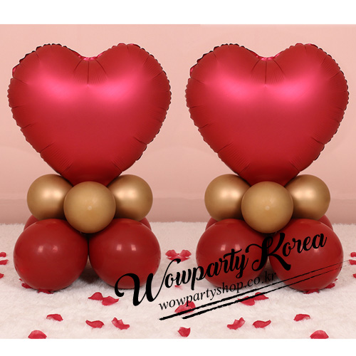 하트 풍선기둥세트(새틴 상그리아)(풍선재료만가는상품)