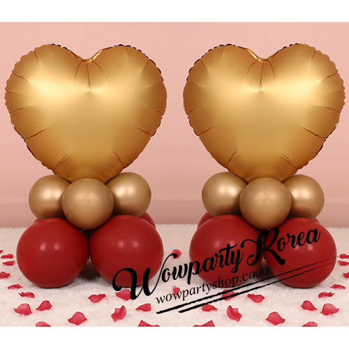 하트 풍선기둥세트(새틴 골드)(풍선재료만가는상품)